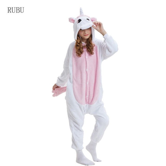 Winter Unicorn Onesies Pajamas | Kids Flannel Warm Jumpsuit SleepWear image