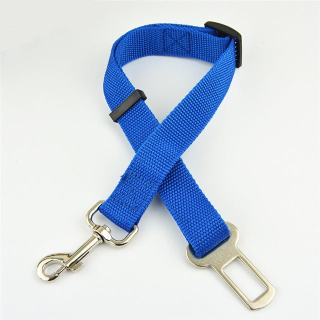 Pet Dog and Cat Car Seat Belt | Adjustable Harness Seatbelt | Lead Leash for Small Medium Dogs Travel Clip - blue, 45-72cm width 2.5cm image