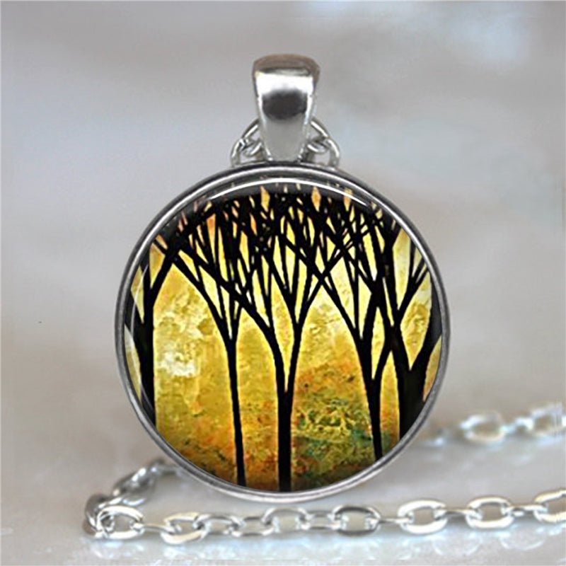Tree Of Life Glass Cabochon Statement Necklace & Pendant Jewelry image 19