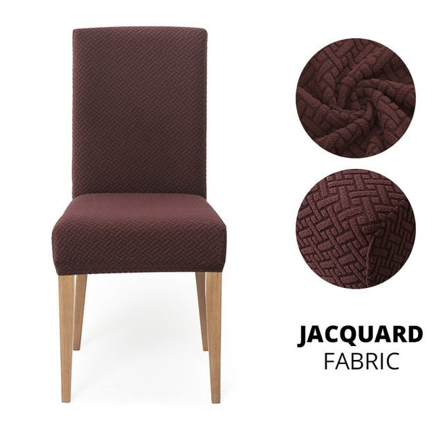 Elegant Jacquard Spandex Dining Chair Cover ‚Äì Stretch Fit for Weddings & Events - Style 2 coffee, 2 pcs image