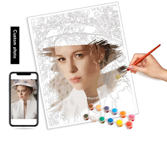 DIY Personalised Custom Oil Paint By Numbers Photo Drawing Canvas image 0