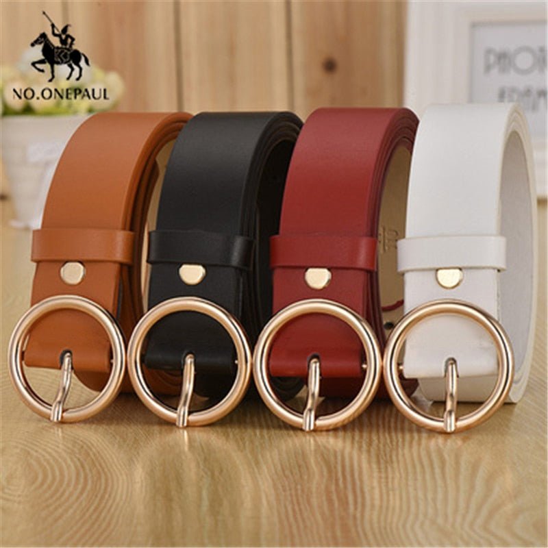 NO.ONEPAUL Female Gold Buckle Jeans Belts | New Circle Pin Buckles Belt image 1