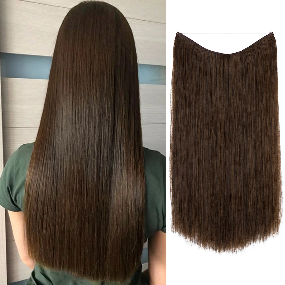 SARLA Halo Invisible Wire Synthetic Hair Extension-No Clip image 54