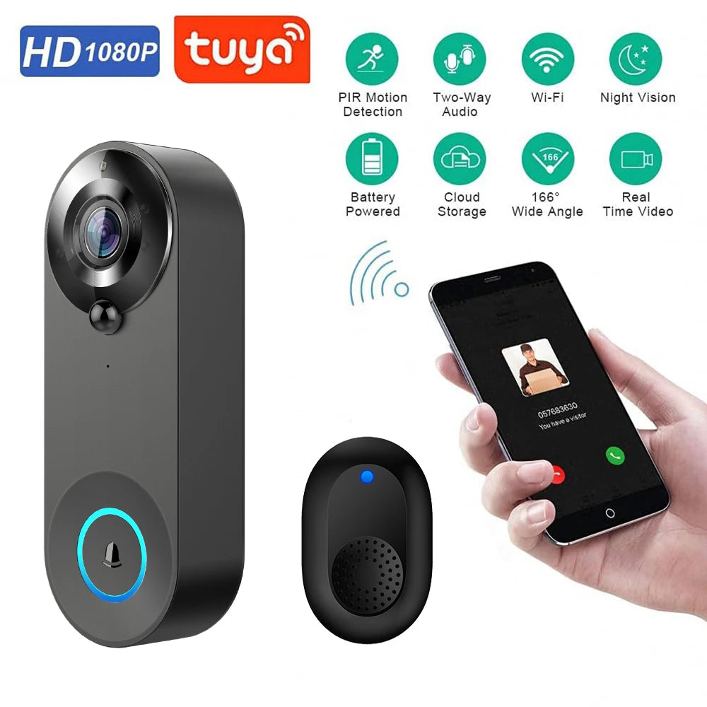 1080P Wireless Video Doorbell Camera ‚Äì WiFi Smart Doorbell with Motion Detection, Night Vision & Tuya Smart Home Integration image 4