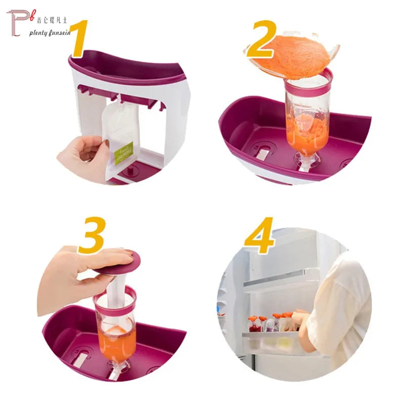Baby Food Squeeze Station Set | Easy Fruit Puree Maker & Storage Organizer for Kids image 28