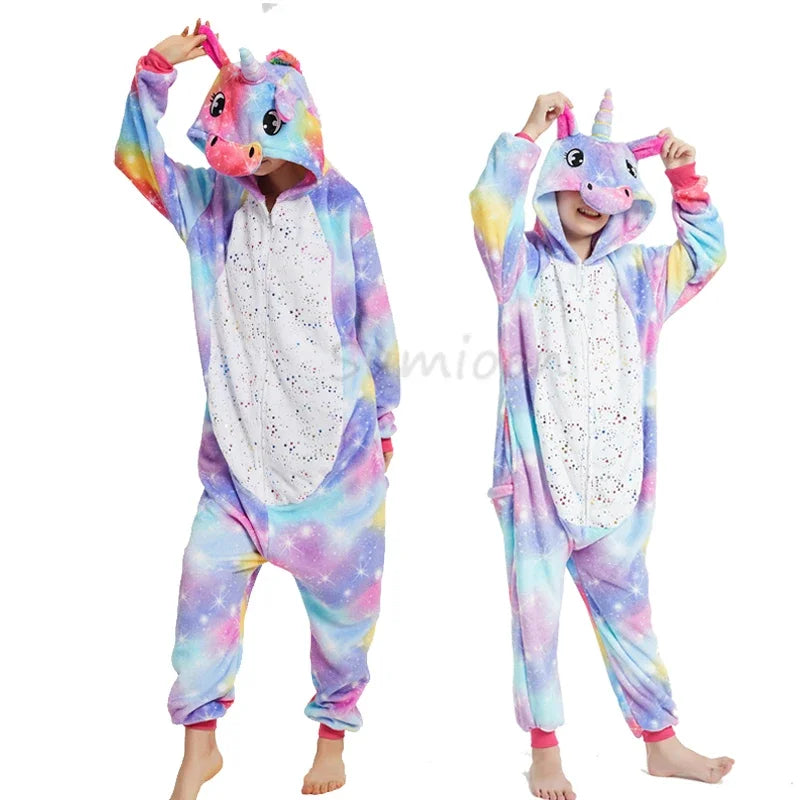 Kigurumi Unicorn Pajamas ‚Äì Kids‚Äô Animal Onesies for Boys & Girls, Warm Winter Homewear image