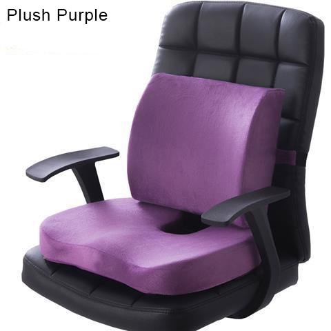 Orthopedic Hemorrhoid Seat Cushion Memory Foam Car Seat Cushion Set Slow Rebound Office Chair Waist Support Coccyx Pain Relief - Plush Purple Set image