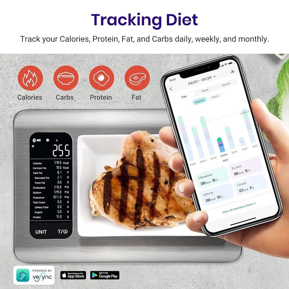 Smart Digital Kitchen Scale ‚Äì Grams & Ounces with Nutrition App for Weight Loss, Baking & Cooking image 2