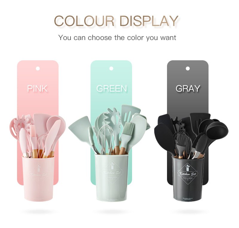Heat Resistant Non-Stick Silicone Kitchenware Cooking Utensils Set With Storage Box Tools image 40