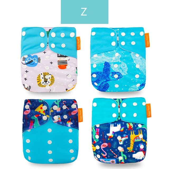 Happyflute Reusable and Washable Eco-Friendly Cloth Nappy Baby Diapers 4pc/set image 4