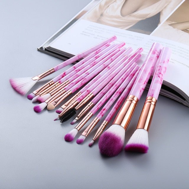 15Pcs Cosmetic Powder Eye Shadow Foundation Makeup Brushes Tool Set image 13