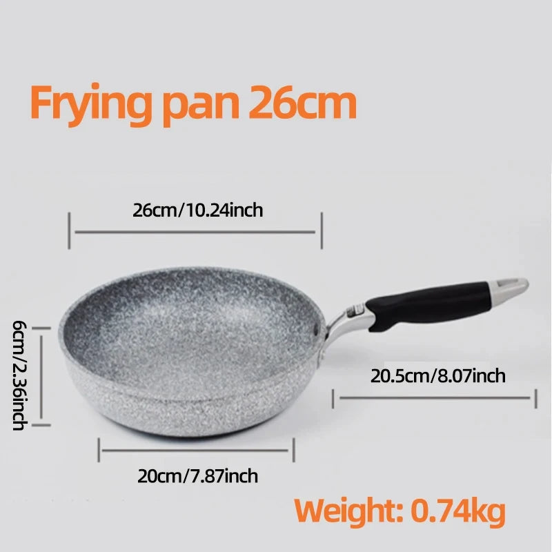 Durable Stone Frying Pan28/26/24/20cm Wok | Non-stick Pan Skillet Cauldron Induction Cooker Pans | Pancake Egg Gas Stove - 26cm Frying pan image