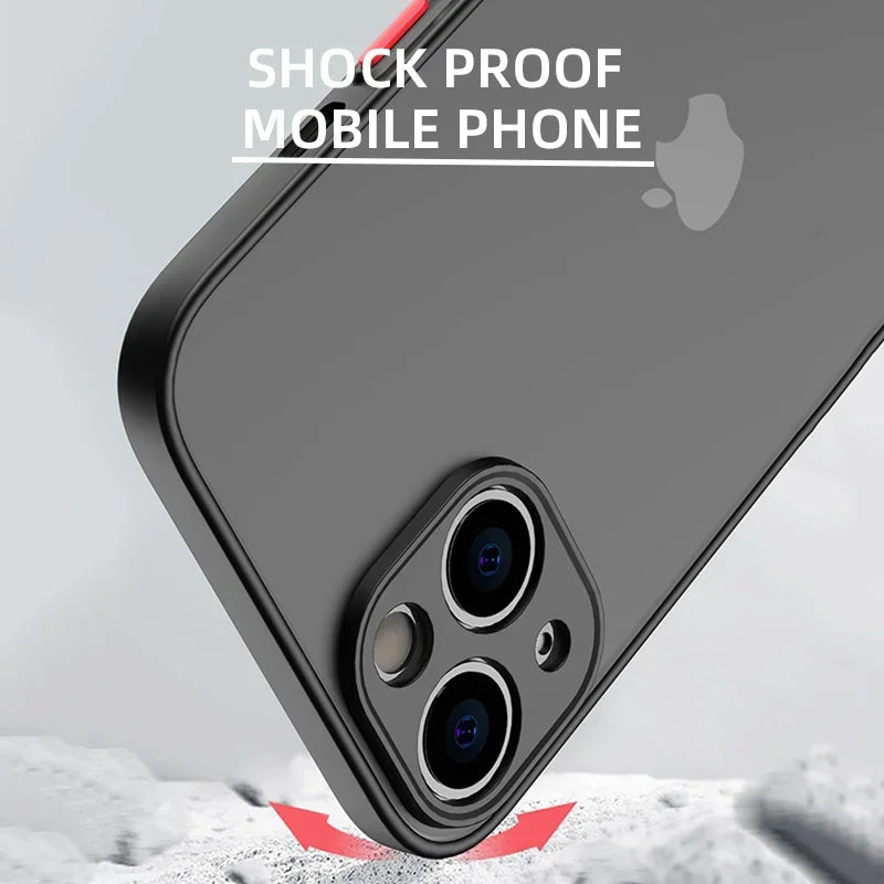 Shockproof Thin Matte Case For iPhone 15 14 13 12 11 Pro Max XR XS X 8 Plus Mini Silicone Bumper Clear Hard PC Protective Cover image 3