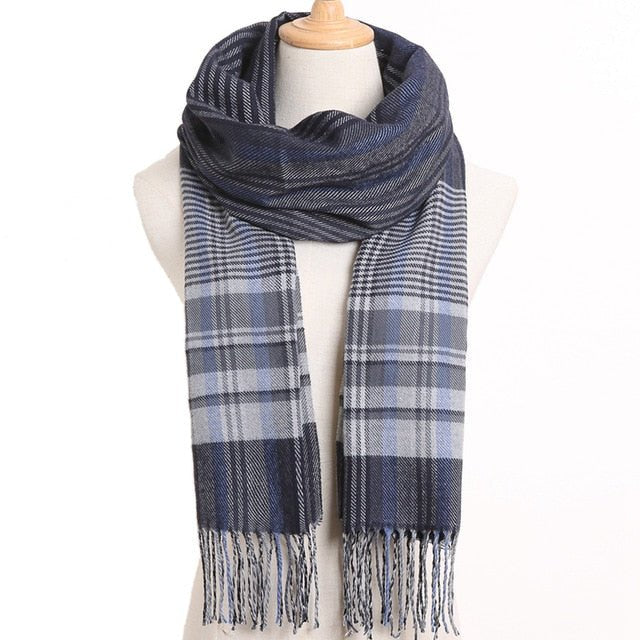 VIANOSI Plaid Winter Scarf for Women | Warm Foulard Solid Scarves | Casual Cashmere Scarfs - 54, 190CM X 35CM image