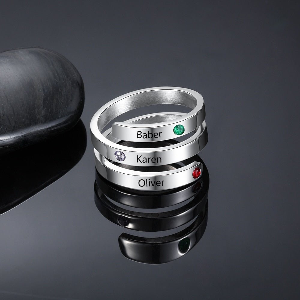 Personalized Custom Engraved Birthstone Rings for Women image 13