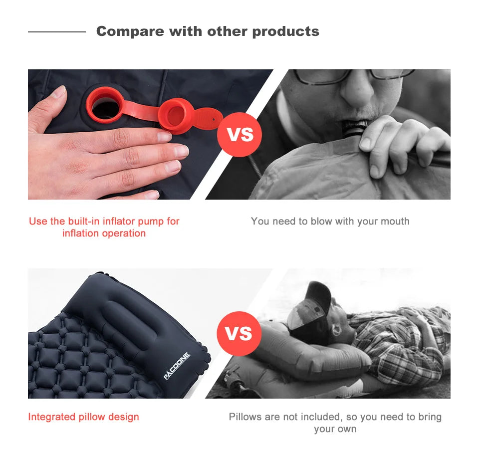 Ultralight Camping Inflatable Mattress with Pillow – Built-In Pump for Hiking & Outdoor Sleeping image 20