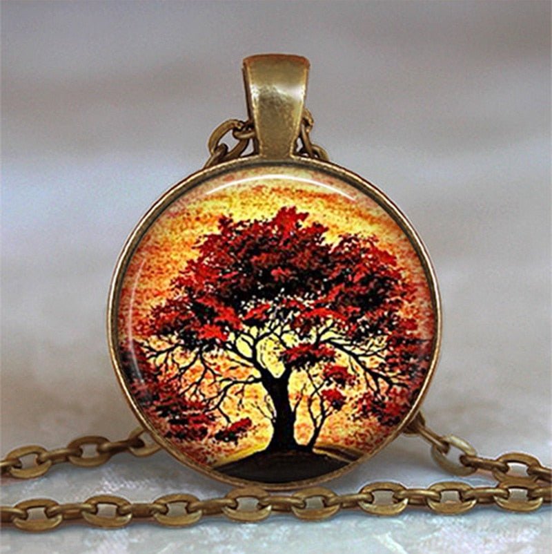 Tree Of Life Glass Cabochon Statement Necklace & Pendant Jewelry image 11