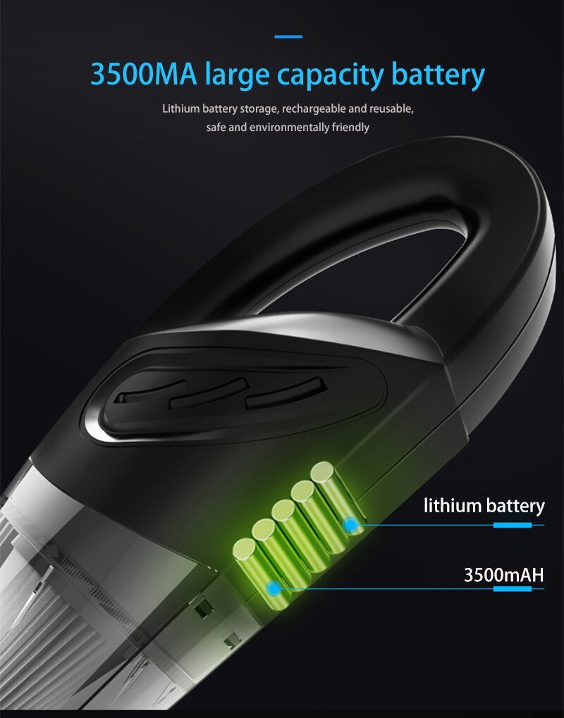4800pa Strong Power Car Vacuum Cleaner with Handbag | Handheld Cordless Portable Powerful Cyclone Suction Rechargeable Vacuum Cleaner image 13