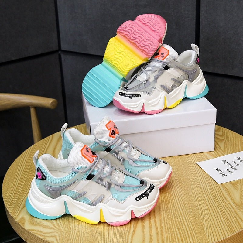 Women Vulcanize Breathable Rainbow Color Fashion Casual Sneakers image 9