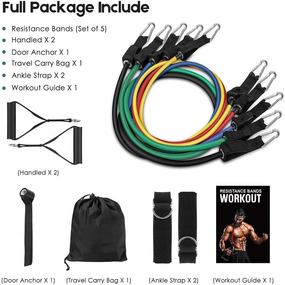 Exercise Resistance Bands Set with Door Anchor Legs Ankle Straps for Resistance Training Physical Therapy Home Workouts image 15
