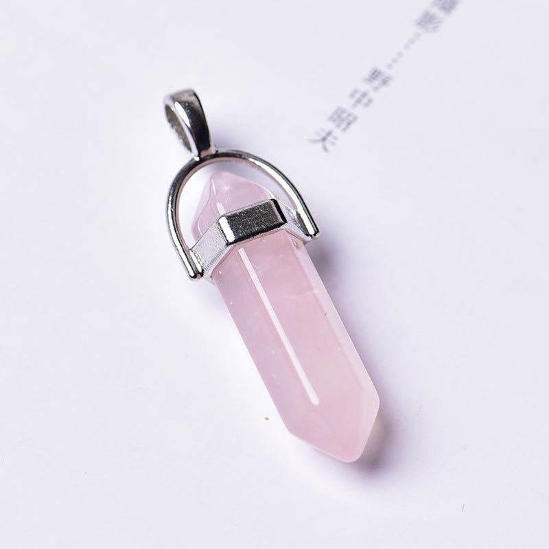 1PC Natural Amethyst Rose Quartz Crystal Point Pendant image 11