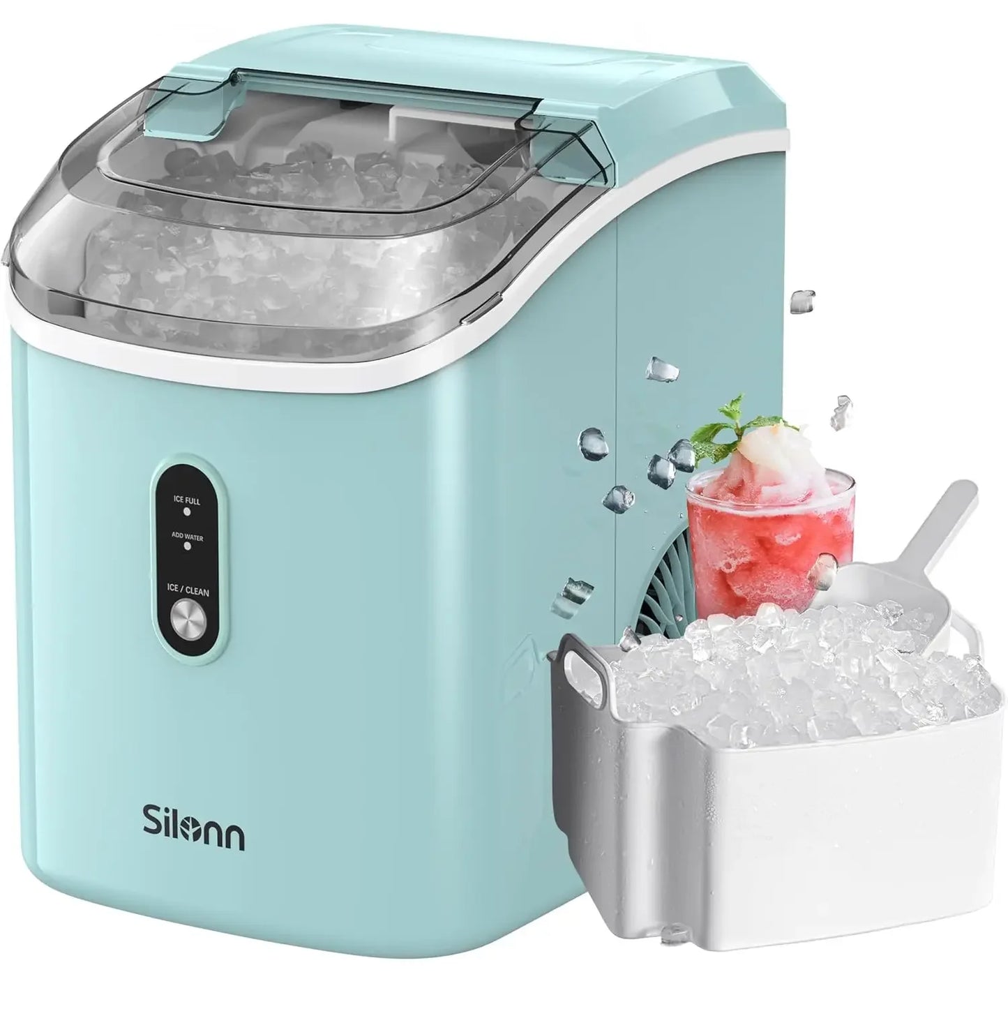 Nugget Countertop Ice Maker | Silonn Chewable Pellet Ice Machine with Self-Cleaning Function - 33lbs/24H image 6