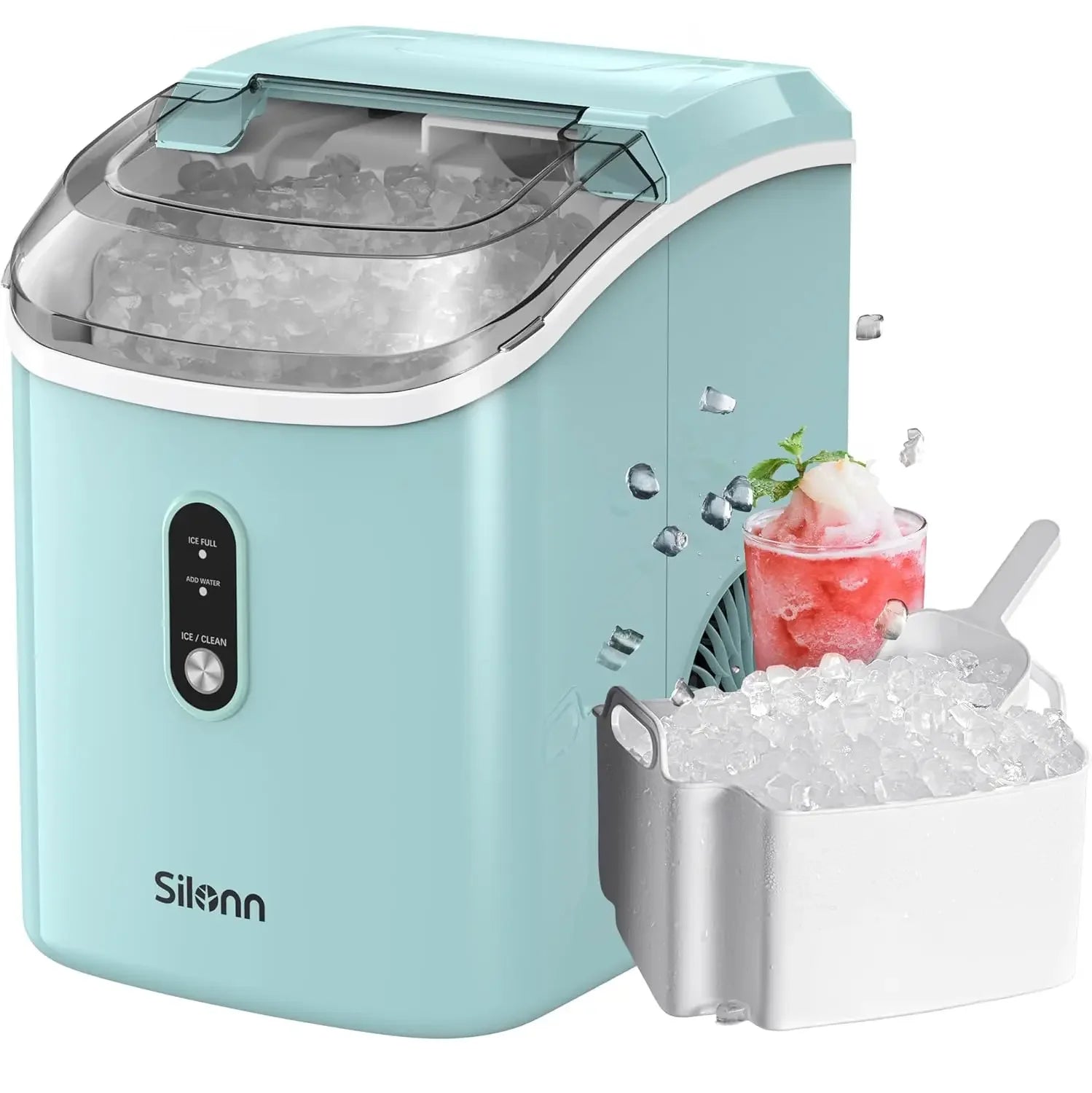 Nugget Countertop Ice Maker | Silonn Chewable Pellet Ice Machine with Self-Cleaning Function - 33lbs/24H image 6