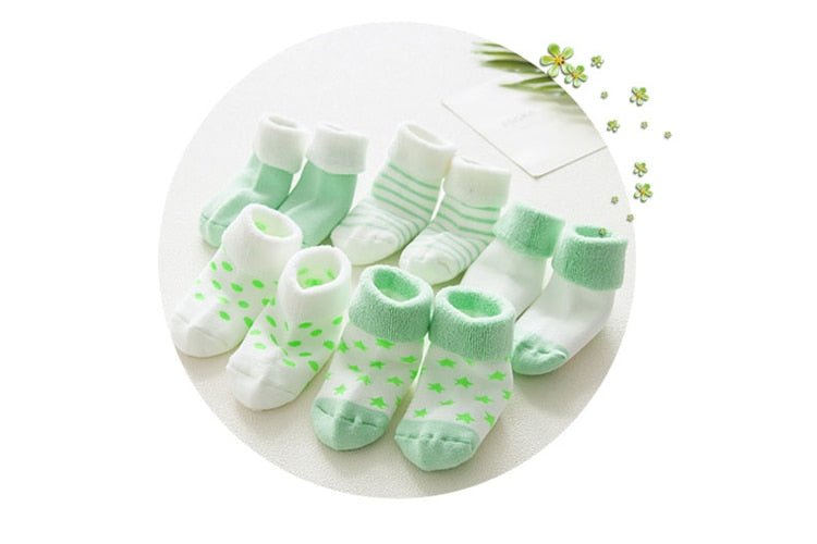 5 pair High Quality Thickened Cartoon Comfort Cotton Newborn Socks image 6