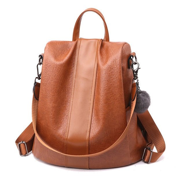 HERALD Women Quality Leather Backpack - Brown, 31x30x15cm image