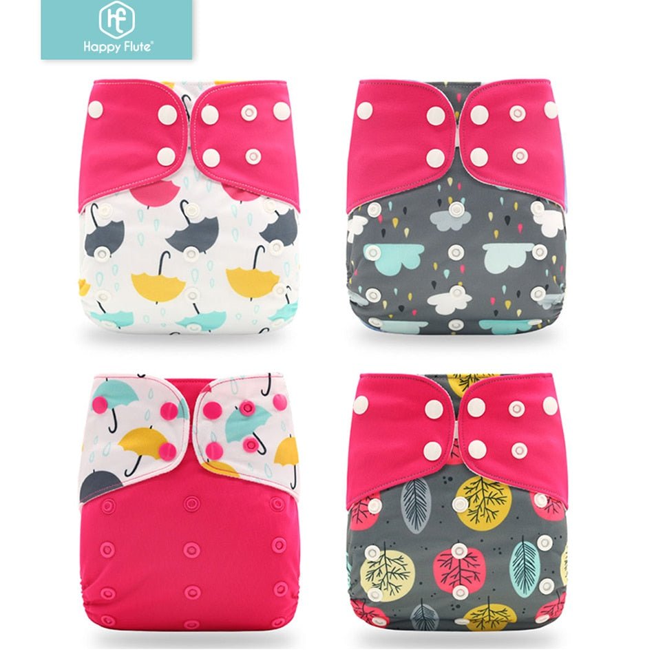 Happyflute Reusable and Washable Eco-Friendly Cloth Nappy Baby Diapers 4pc/set image 0