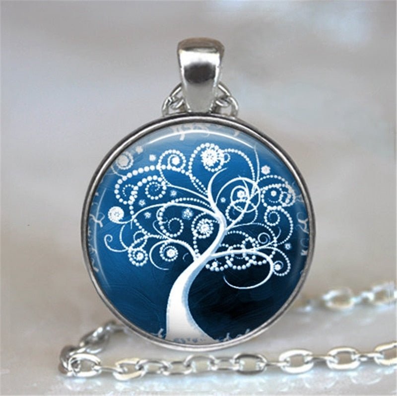 Tree Of Life Glass Cabochon Statement Necklace & Pendant Jewelry image 21