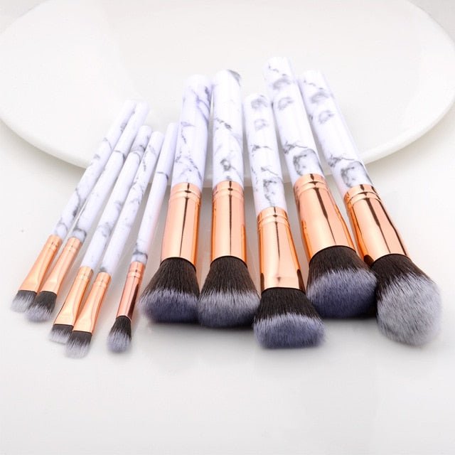15Pcs Cosmetic Powder Eye Shadow Foundation Makeup Brushes Tool Set - 10pcs white image