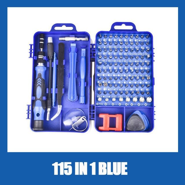 KALAIDUN 112 in 1 Magnetic Screwdriver Bit Torx Multi Mobile Phone Repair Tools Kit - 115 IN 1 BLUE image