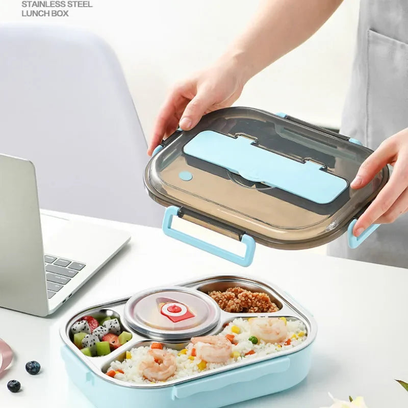 304 Stainless Steel Insulated Lunch Box with 4 Compartments and Soup Bowl image 1