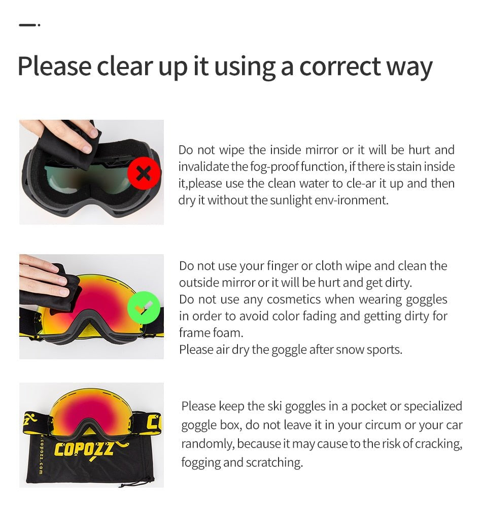 COPOZZ Anti Fog Snowboard Ski Goggles Mask image 20