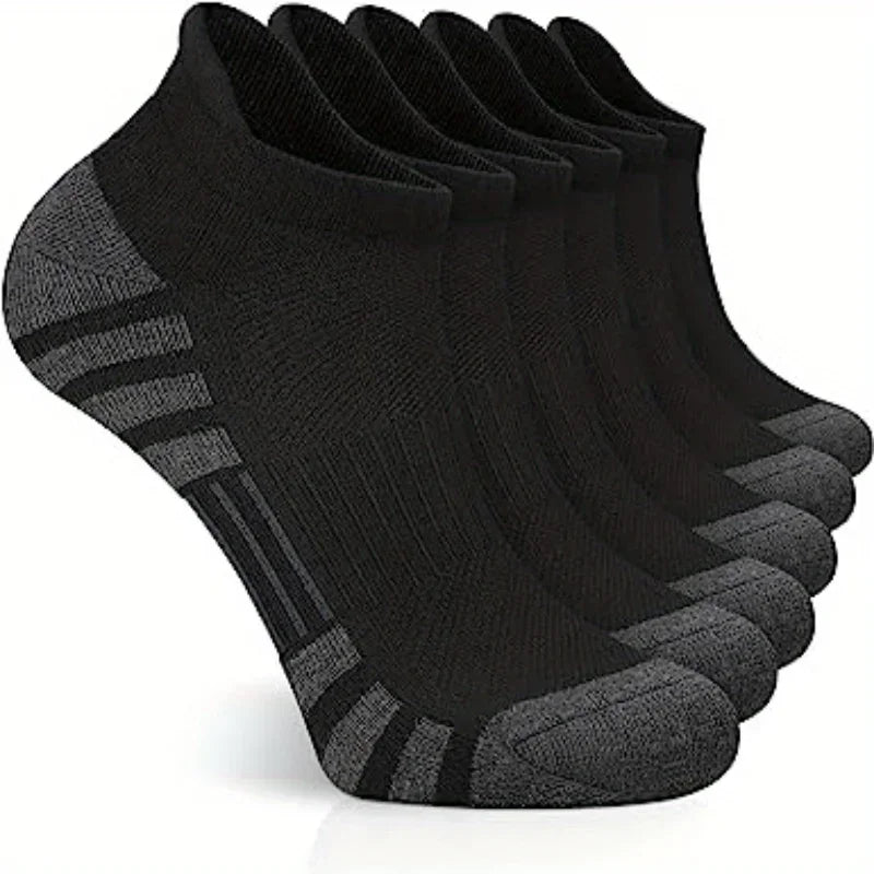 6 Pairs Ankle Athletic Running Socks Cushioned Cotton Breathable Low Cut Sports Tab Socks For Men And Women image 2