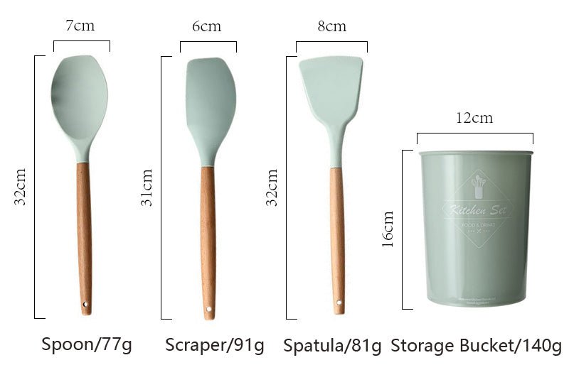 Heat Resistant Non-Stick Silicone Kitchenware Cooking Utensils Set With Storage Box Tools image 13