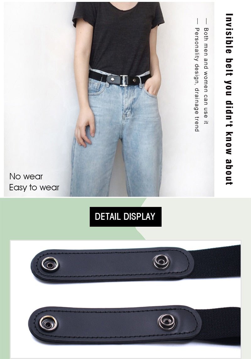NO.ONEPAUL Jeans Women's punk style buckle-free belt | Slim Sports Trendy comfortable Elastic No-buckle Belt image 5