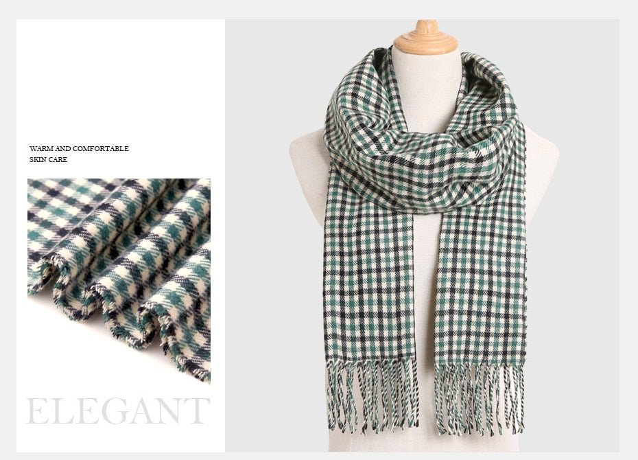 VIANOSI Plaid Winter Scarf for Women | Warm Foulard Solid Scarves | Casual Cashmere Scarfs image 13