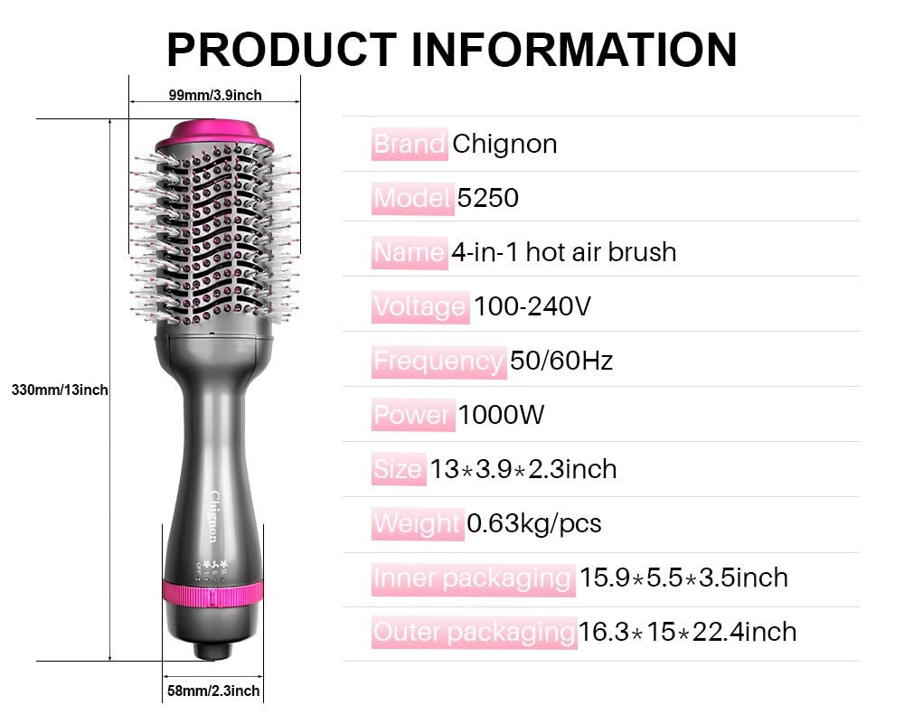 1000W Hair Dryer Hot Air Brush Styler and Volumizer Hair Straightener Curler Comb Roller One Step Electric Ion Blow Dryer Brush image 8