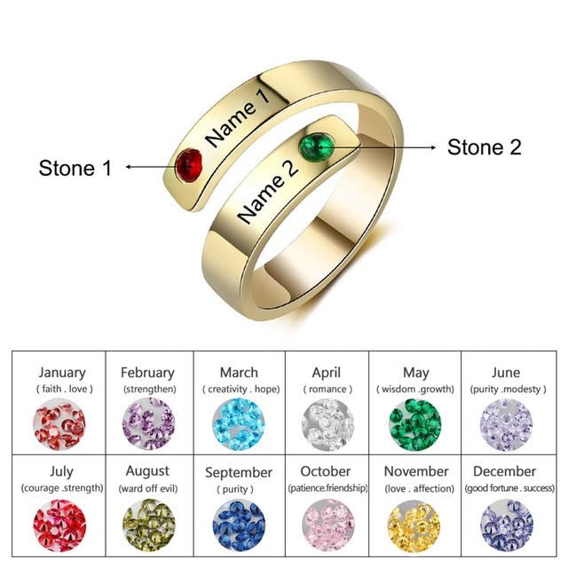 Personalized Custom Engraved Birthstone Rings for Women image 10