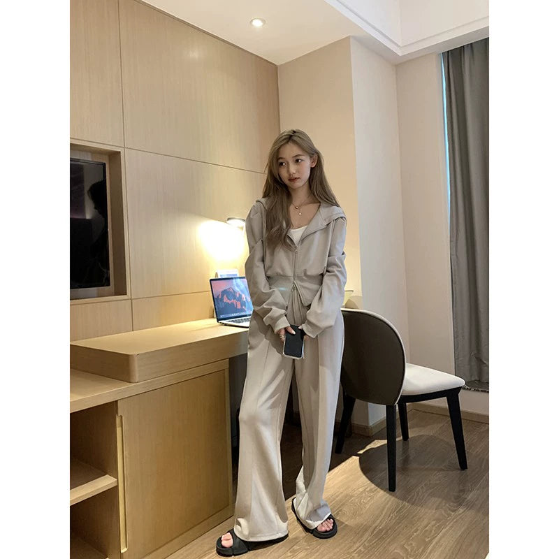 Double Zipper Hooded Short Coat with Drawstring image