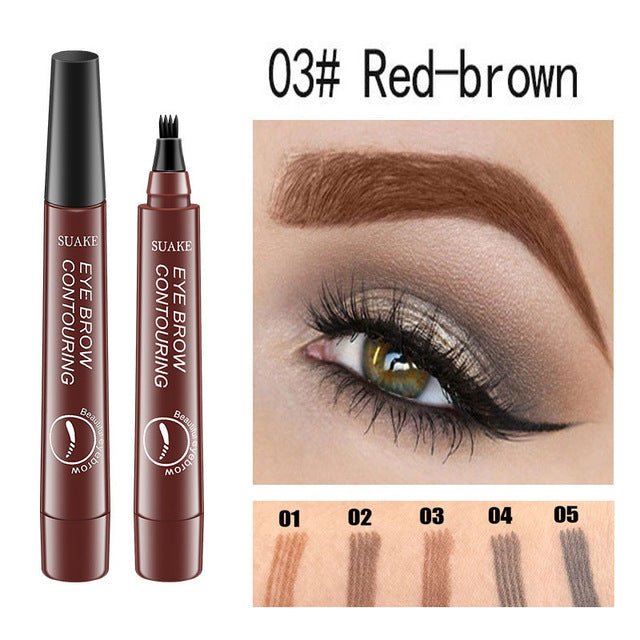 Waterproof Natural Eyebrow Pen Four-claw Eye Brow Tint Makeup three Colors Eyebrow Pencil Brown Black Grey Brush Cosmetics image 0
