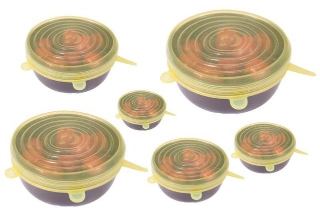 6PCS Universal Silicone Stretch Lids - Yellow image