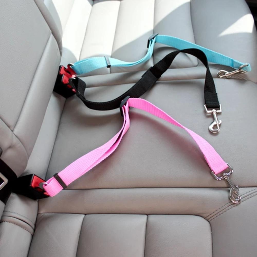 Pet Dog and Cat Car Seat Belt | Adjustable Harness Seatbelt | Lead Leash for Small Medium Dogs Travel Clip image 0