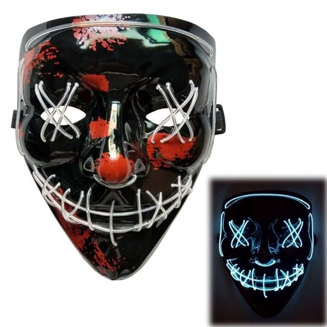 Halloween LED Purge Mascara Costume DJ Party Light Up Glow In Dark Masks image