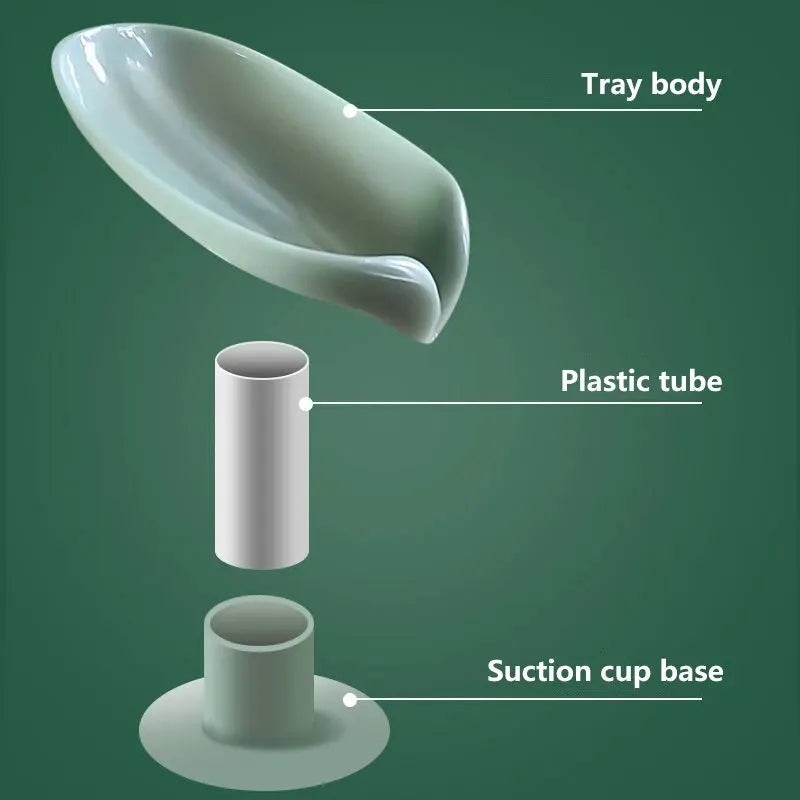2pcs Leaf Shape Drain Soap Holder | Suction Cup Tray for Shower, Kitchen & Bathroom image 14