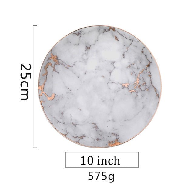 1Pc European Style Marble Gold Inlay Porcelain Plate image 10