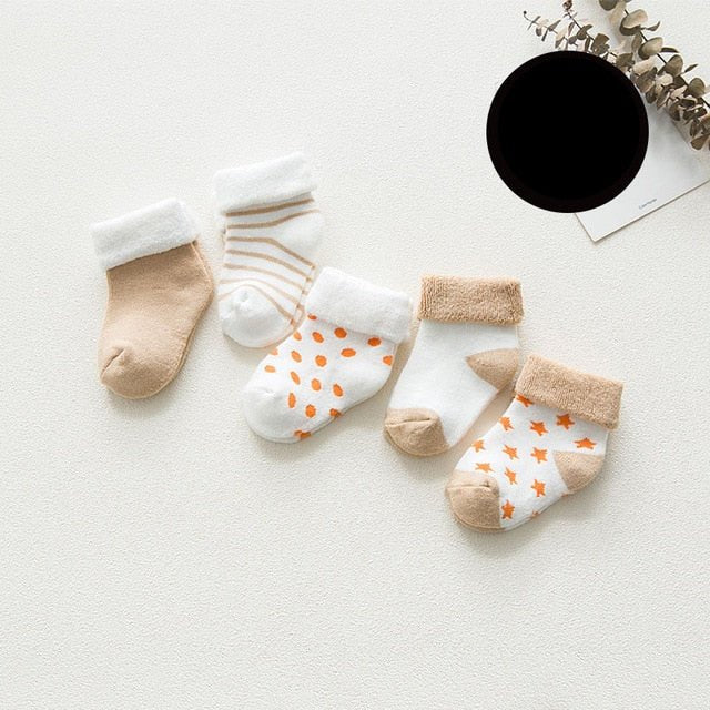 5 pair High Quality Thickened Cartoon Comfort Cotton Newborn Socks image