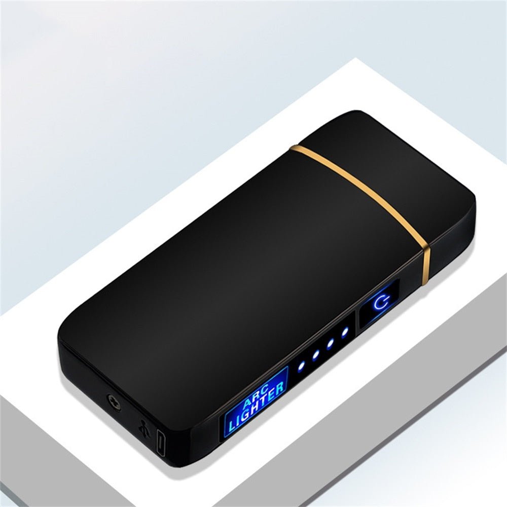 New Double Plasma Windproof Electric Arc Cigarette Lighter - B1-black image